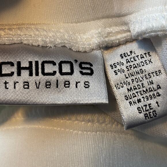 Chico's Travelers White Slinky Dress Casual Pants Size 1  or size 8 Travel Easy - Picture 5 of 7